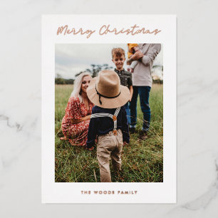 Modern Merry Christmas Family 4 Foto Folie Feestdagenkaart
