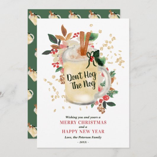 Modern Merry Christmas glitter grappige eierpunch Feestdagenkaart (Voorkant / Achterkant)