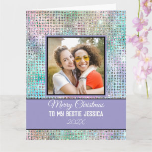 Modern Merry Christmas Pastel Bestie Foto & Naam Kaart