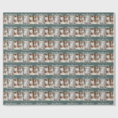 Modern Merry Christmas Photo Collage Grey Green Cadeaupapier (Vlak)