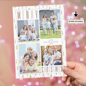 Modern MERRY CHRISTMAS Photo Collage Trees roze Feestdagenkaart