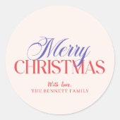 Modern Merry Christmas Ronde Sticker (Voorkant)