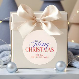 Modern Merry Christmas Ronde Sticker