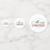 Modern Merry Christmas Rood Groen Goud Script Confetti (Voorkanten)