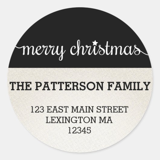 Modern Merry Christmas Round Address Label (Voorkant)