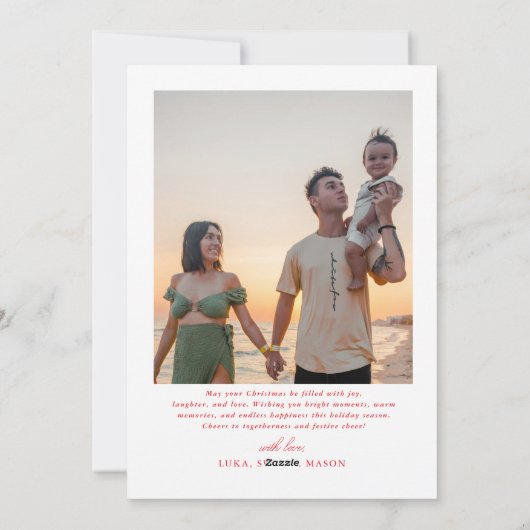 Modern Merry Christmas Script Family Photo Feestdagenkaart (Achterkant)