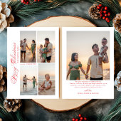Modern Merry Christmas Script Family Photo Feestdagenkaart