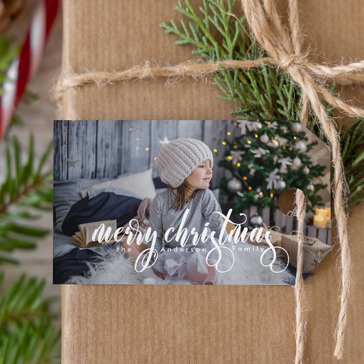 Modern Merry Christmas Script | Foto Cadeaulabel