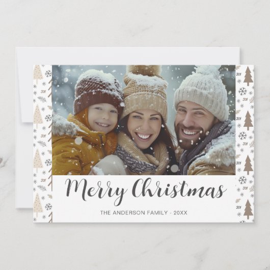 Modern Merry Christmas Script Foto Christmas Kaart (Voorkant)