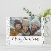 Modern Merry Christmas Script Foto Christmas Kaart (Staand voorkant)