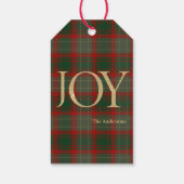 Modern Merry Christmas script Joy tartan rood Cadeaulabel (Achterkant)