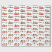 Modern Merry Christmas Script Persoonlijke naam Cadeaupapier (Vlak)