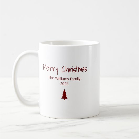 Modern Merry Christmas Simple Evergreen Tree Koffiemok (Links)