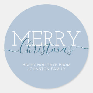 Modern Merry Christmas vakantie pastel blauw Ronde Sticker