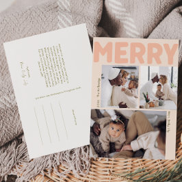 Modern Merry Coral Jaar in de Review Verticaal 3 F Feestdagenkaart