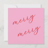 Modern Merry Elegant Script Feestelijk Roze & Rood Feestdagenkaart (Voorkant)