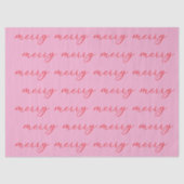 Modern Merry Elegant Script Feestelijk Roze & Rood Tissuepapier (Voorkant)