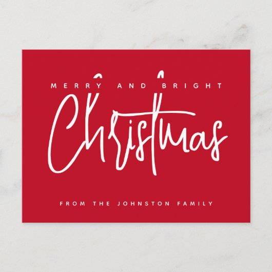Modern Merry en Bright Christmas eenvoudig script Briefkaart (Voorkant)