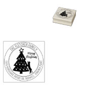 Modern Merry Kerstboom Kat Retouradres Rubberstempel (Gestempeld)
