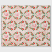 Modern Merry Kerstmis met rode groene brief Cadeaupapier (Vlak)