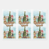 Modern Merry Kerstmis Pute Penguin Pattern Inpakpapier Vel (Voorkant)