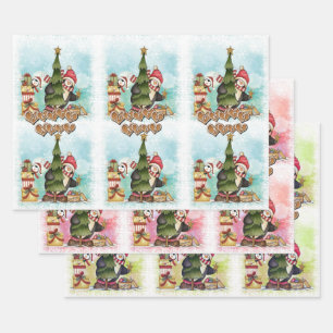 Modern Merry Kerstmis Pute Penguin Pattern Inpakpapier Vel
