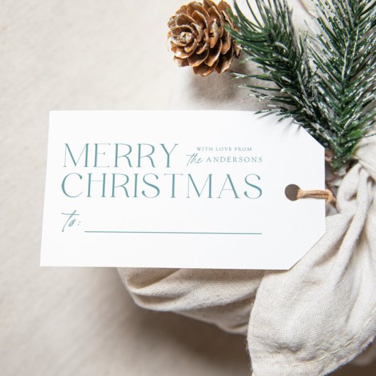 Modern Merry Kerstvorst blauw Cadeaulabel