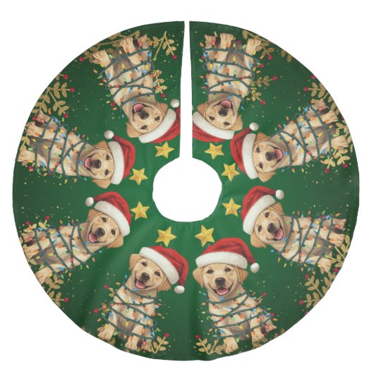 Modern merry Lab christmas tree puppy dog pattern Kerstboom Rok (Voorkant)
