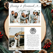 Modern Merry & Married Newlywed Photo Christmas Feestdagenkaart