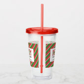 Modern Merry Red Green Stripes Pattern Acryl Drinkbeker (Rechts)