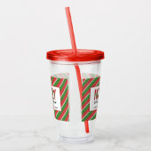 Modern Merry Red Green Stripes Pattern Acryl Drinkbeker (Links)