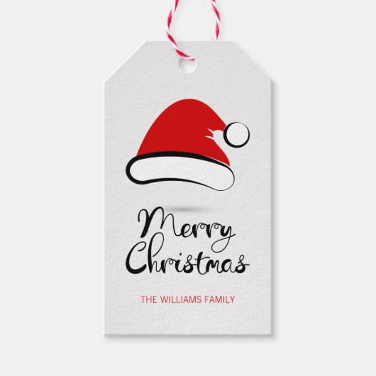 Modern Merry Santa Hat CadeLabel Cadeaulabel (Voorkant)