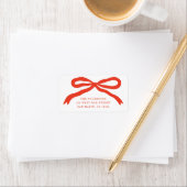 Modern met de hand getekend Red Bow Christmas Retu Etiket (Insitu)