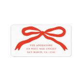 Modern met de hand getekend Red Bow Christmas Retu Etiket (Voorkant)