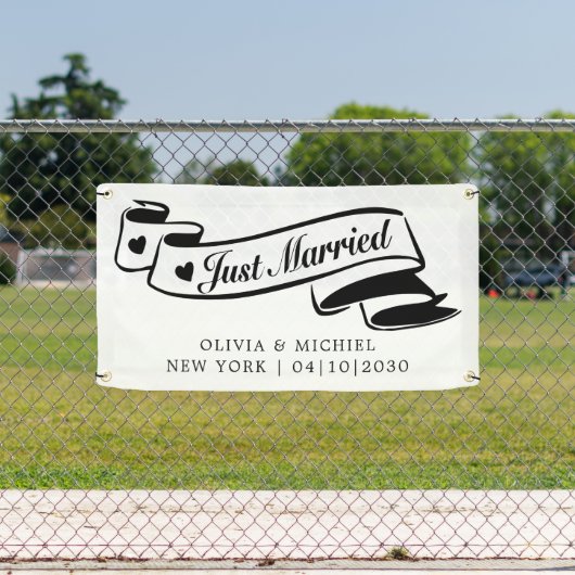 Modern Met Hart Net Getrouwd Auto Spandoek (Insitu)