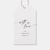 Modern Met Liefde Elegant Script Hart Zwart Wit Cadeaulabel (Voorkant)
