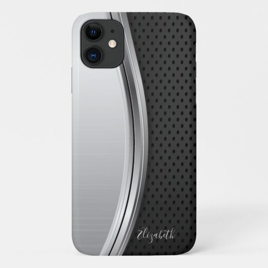 Modern Metaal Zilver Zwart Case-Mate iPhone Case (Achterkant)