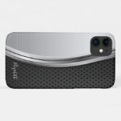 Modern Metaal Zilver Zwart Case-Mate iPhone Case (Achterkant (horizontaal))