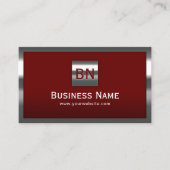 Modern Metal Framed Professional Monogram Rood Visitekaartje (Voorkant)