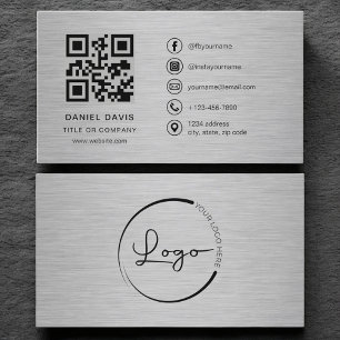 Modern Metalen Bedrijfslogo QR-code Visitekaartje