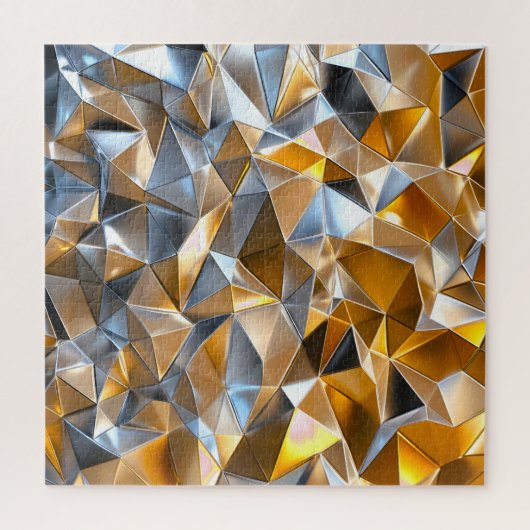 Modern Metallic Abstract Gold Silver Geometric Legpuzzel (Verticaal)