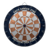 Modern Metallic Copper & Navy Blue Custom Dartbord (Voorkant)