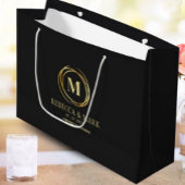 Modern metallic gold circle shape faux monogram groot cadeauzakje