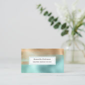 Modern Metallic Goud Beige Turquoise Visitekaartje (Staand voorkant)