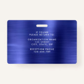 Modern Metallic Navy Blue Company Foto ID Badge (Achterkant)