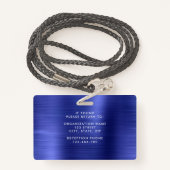 Modern Metallic Navy Blue Company Foto ID Badge (Achterkant met draagriem)