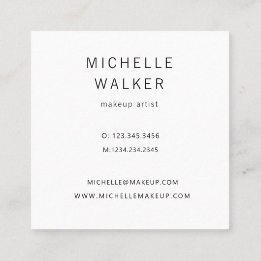 Modern Metallic Ombre Makeup Artist Vierkante Visitekaartje (Achterkant)