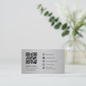 Modern Metallic Professional Company Logo QR Code Visitekaartje (Staand voorkant)