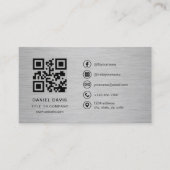 Modern Metallic Professional Company Logo QR Code Visitekaartje (Voorkant)