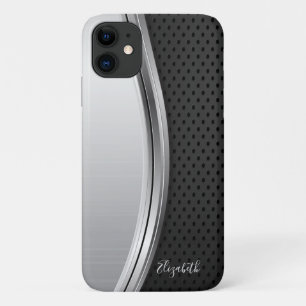 Modern Metallic Silver Black iPhone 11 Hoesje
